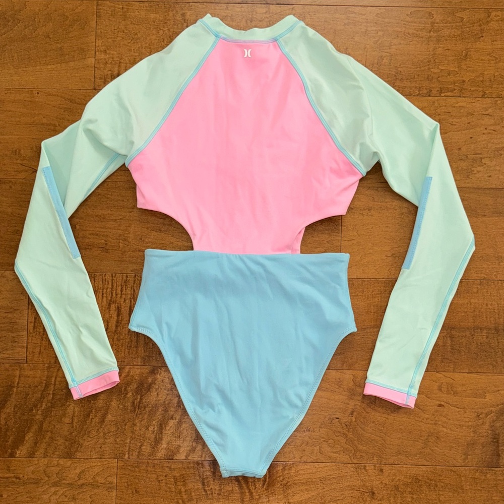LoveShackFancy x Hurley Women's Colorblock One Piece Long Sleeved Surf Suit - Picture 7 of 13